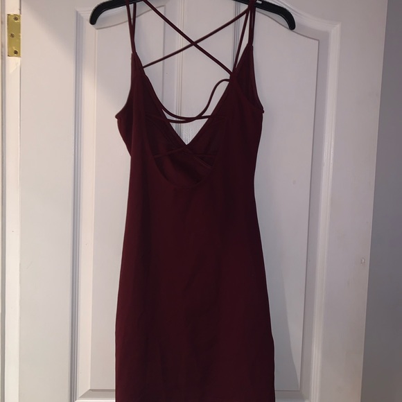 Burgundy Strappy Windsor Mini Dress - Picture 2 of 3